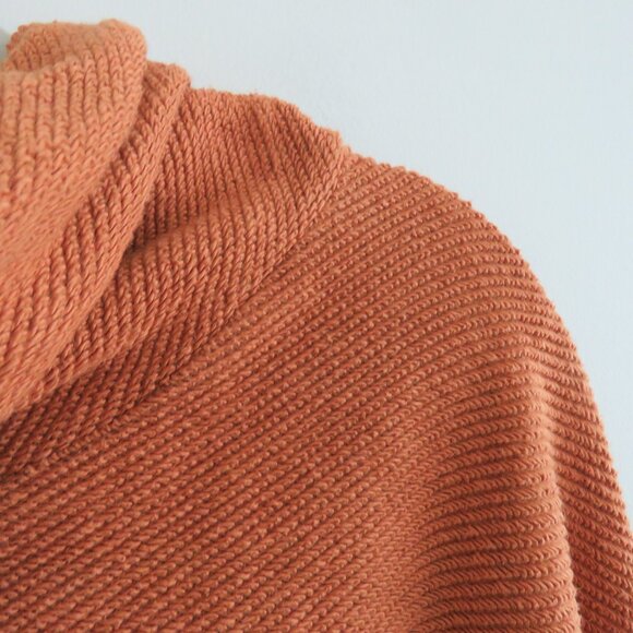 FREE PEOPLE Zoe Oversized Cowl Neck Pullover Gauze Trim Burnt Orange - Size M - Picture 8 of 16